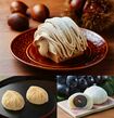 上/風味豊かな栗の味わいがたまらない『スペイン栗のモンブラン』273円。左下/シンプルに仕立てた『栗と砂糖で仕上げた栗きんとん』 227円。右下/長野産の高級ぶどうがまるごと1粒入った『ナガノパープルの大福(白あん)』153円(すべてローソン)