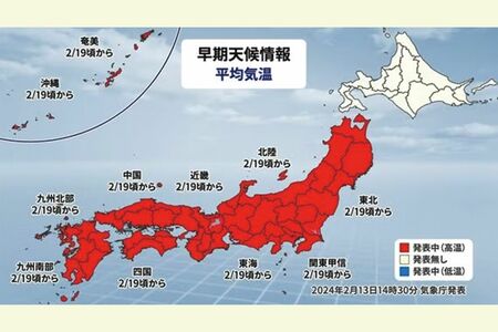 早期天候情報（平均気温）（出典：weathermap）