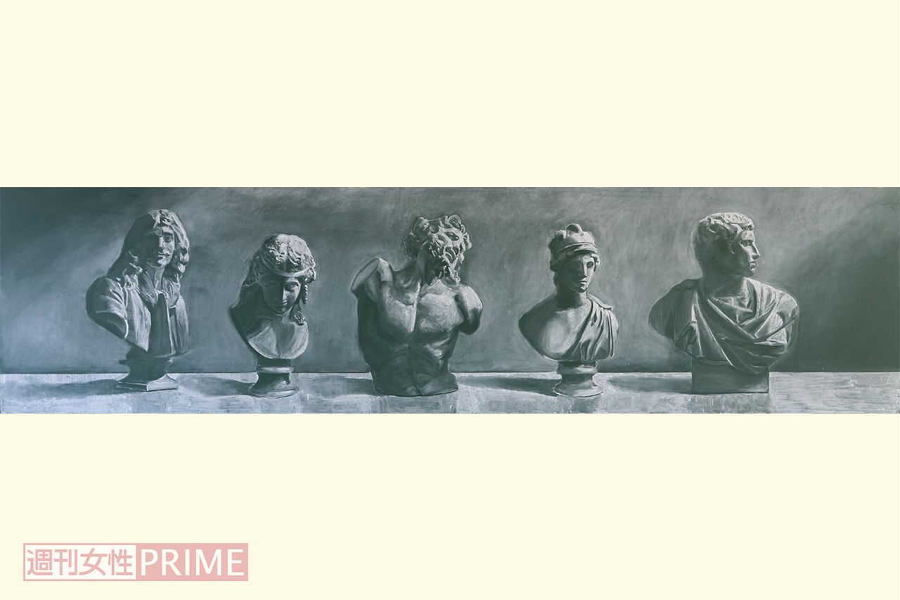 「石膏デッサン」長崎県立島原商業高等学校（島商美術部）/2人　2019年日本白墨工業賞。表現力と技術力に脱帽！