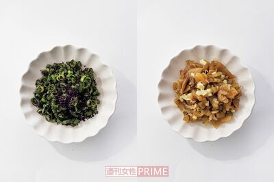 赤じそ細ねぎ（左）とザーサイしょうが（右）（撮影／廣瀬靖士）