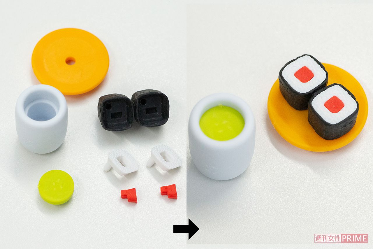 お寿司のシリーズ。イワコーの消しゴムはバラバラにして、組み立てて遊べるのも人気の秘密　撮影／齋藤周造