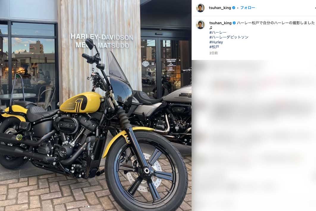 所有するバイク『ハーレーダビッドソン』を公開した保阪尚希（本人のインスタグラムより）