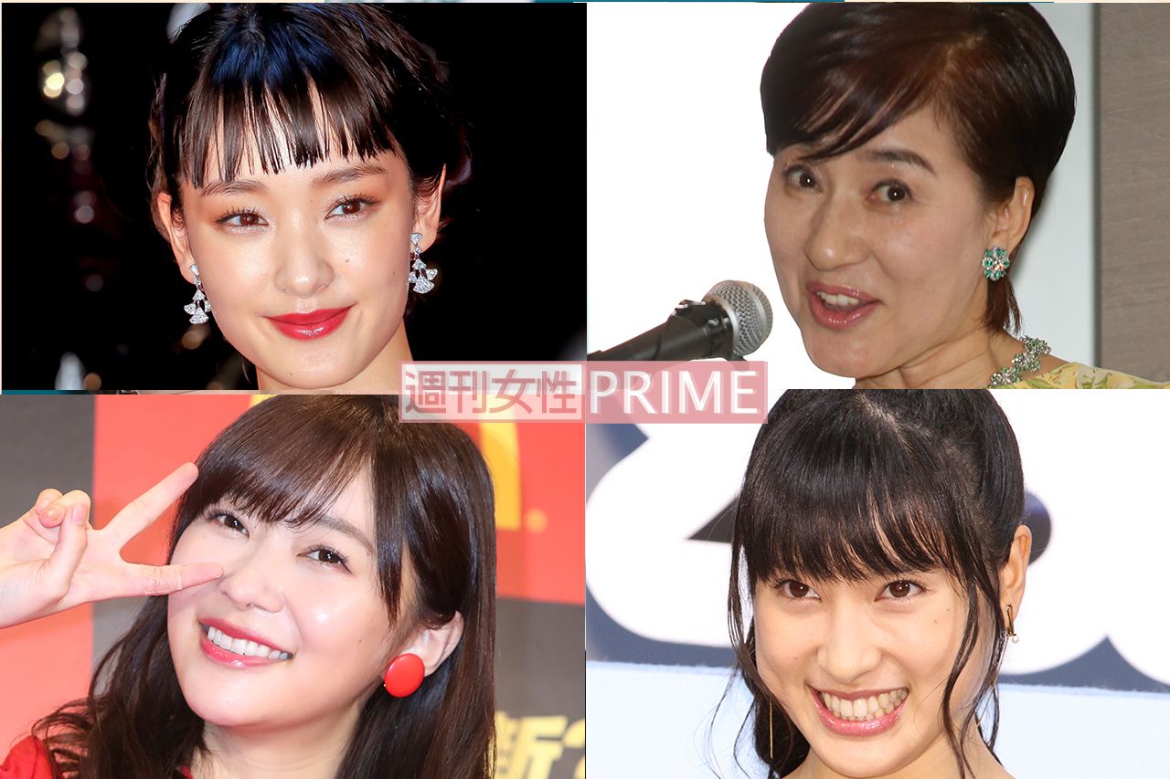 左上から時計回りに、剛力彩芽、松居一代、土屋太鳳、指原莉乃