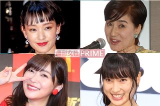 左上から時計回りに、剛力彩芽、松居一代、土屋太鳳、指原莉乃