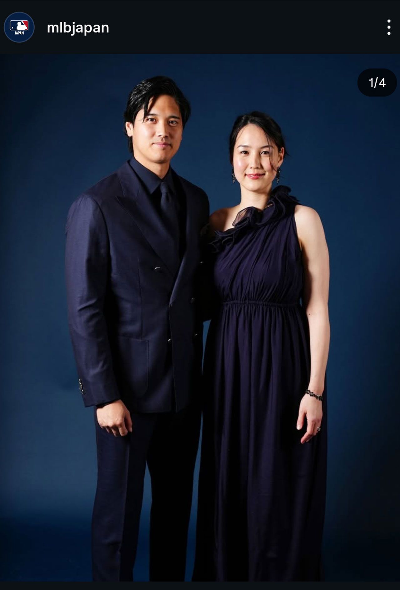 日本時間2026年1月25日に開かれた晩さん会での大谷翔平と真美子さん（MLB公式インスタグラムより）