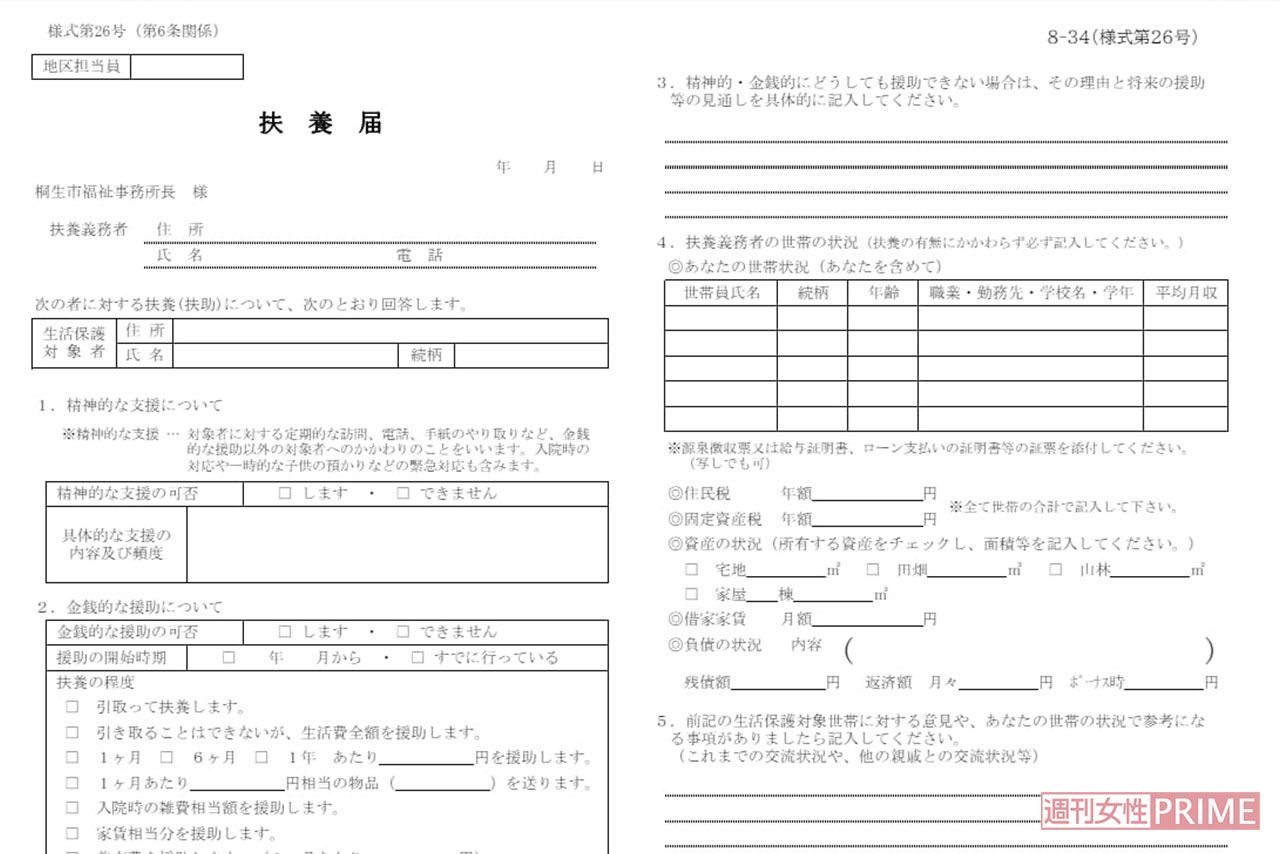 桐生市の扶養届