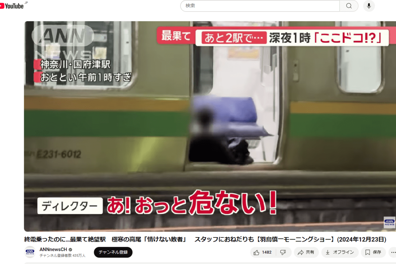 『モーニングショー』で放送された、泥酔姿を追いかける番組内容（『ANNnewsCH』YouTubeより）