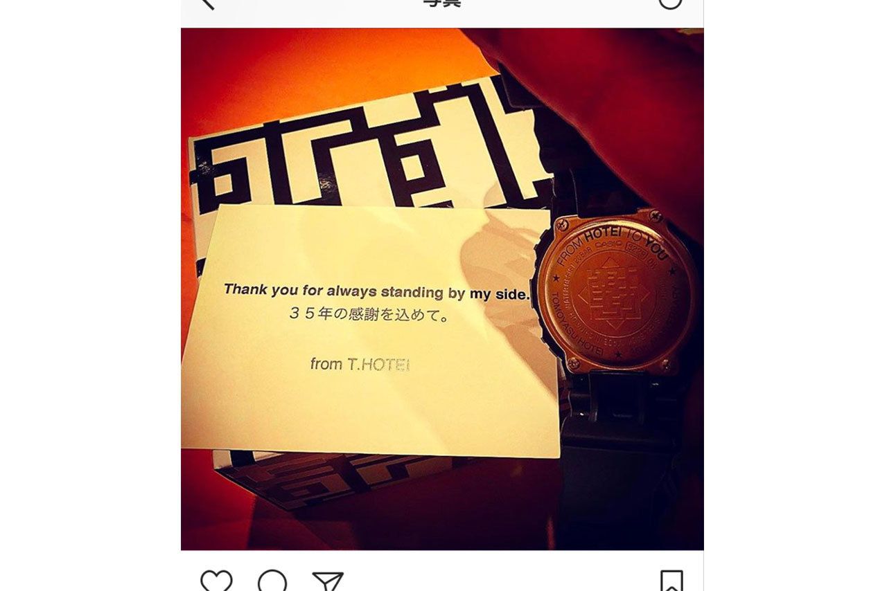 メッセージを添えて贈られたG-SHOCK（Instagramより引用）
