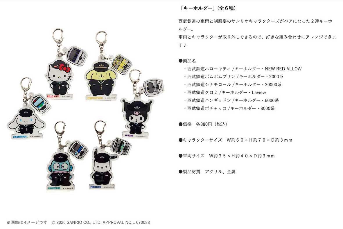 サンリオと西武鉄道のコラボグッズ（公式サイトより）