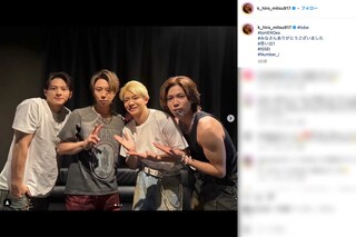 北山宏光のインスタグラムでタンクトップ姿が公開された神宮寺勇太。腕がムキムキになっていると話題に（北山のインスタグラムより）