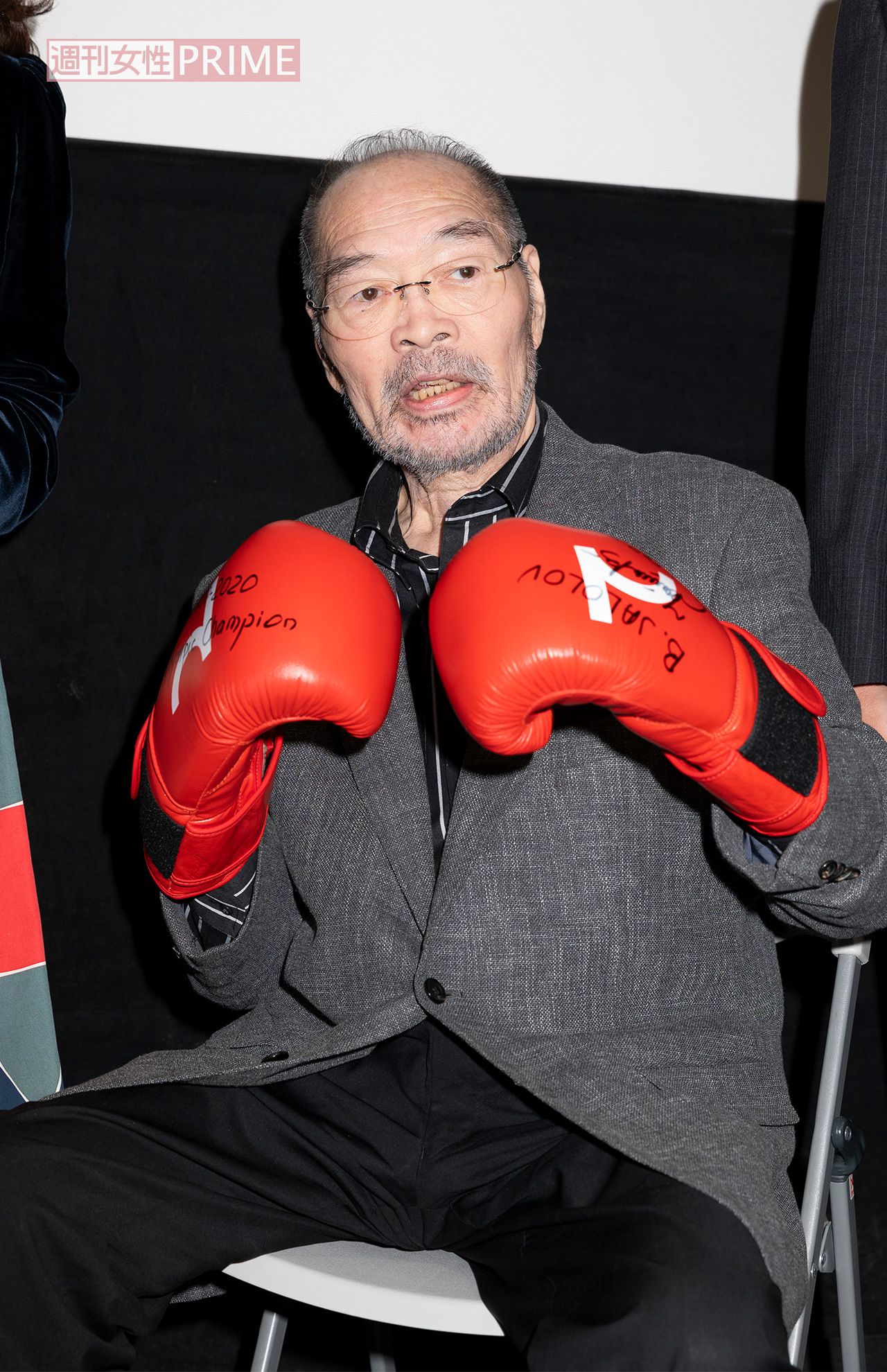 2024年、ボクシング映画のイベントに姿を見せていたガッツ石松さん。椅子に座ることが多かった