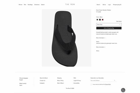 姉妹が手がける11万円超のビーサン（THE ROW公式サイトより）