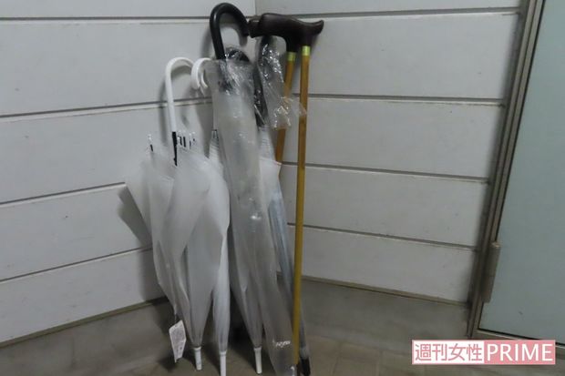 自宅アパートの玄関前には容疑者の母親が使っていたとみられる杖が2本あった