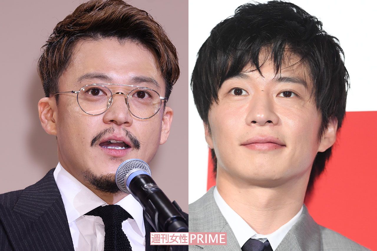 小栗旬（左）と田中圭