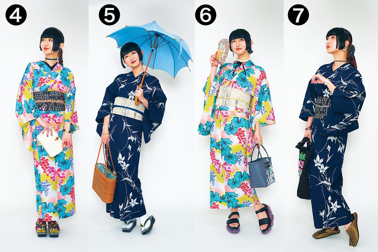 1週間浴衣着まわしコーデ【4~7日目】