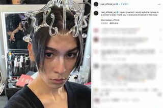 「2025年春夏 パリコレクション」に日本のブランドである『ANREALAGE』の衣装を身にまとって登場したSnow Man・ラウール（本人のインスタグラムより）