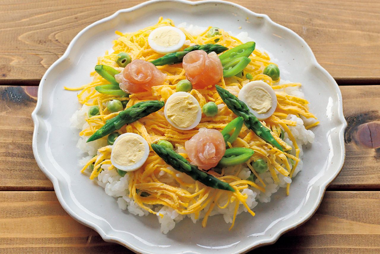 春野菜とえんどう豆ちらし