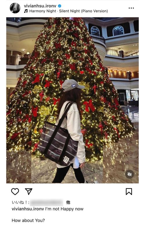 《私は幸せじゃない》と離婚を匂わせた投稿（ビビアン・スーのインスタグラムより）