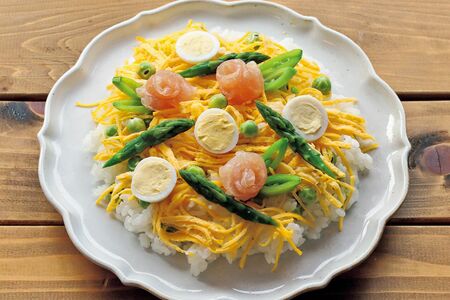 春野菜とえんどう豆ちらし