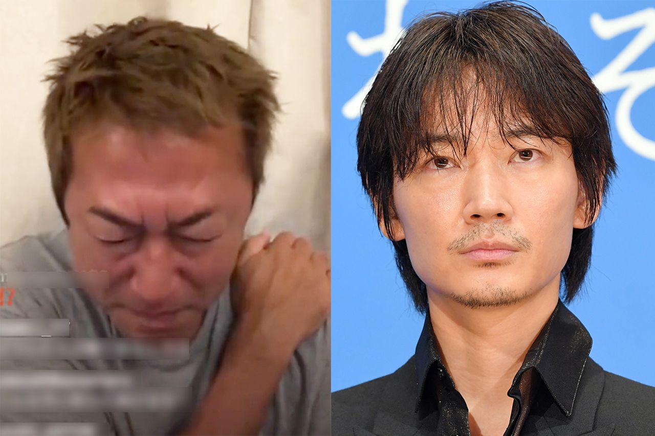インスタライブで涙を流すガーシー容疑者と綾野剛