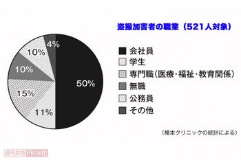 盗撮加害者の職業（521人対象）
