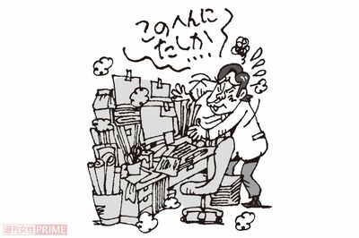 4.医師がカルテをまだ自筆している（イラスト／小島サエキチ）