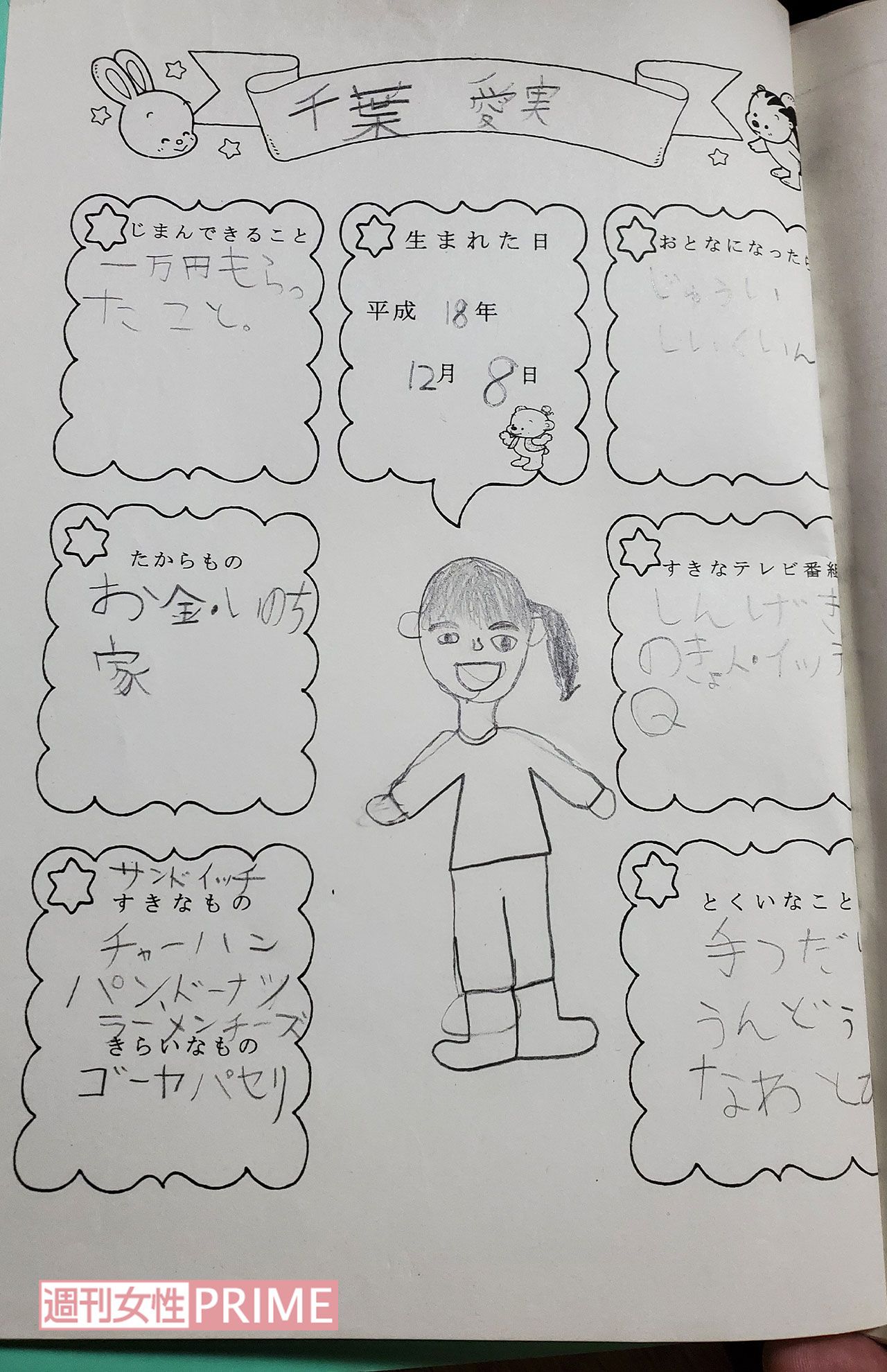 『たからもの』にお金、いのち、家と書いていた愛実さん