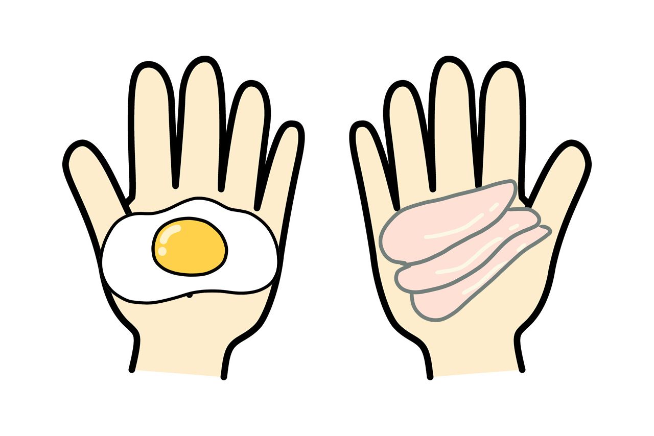 1日に必要なタンパク質量は両手に1杯　片手に卵なら1個、ささみは3～4枚でOK