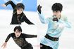 左上から時計回りに宇野昌磨、羽生結弦、鍵山優真(JMPA代表撮影)