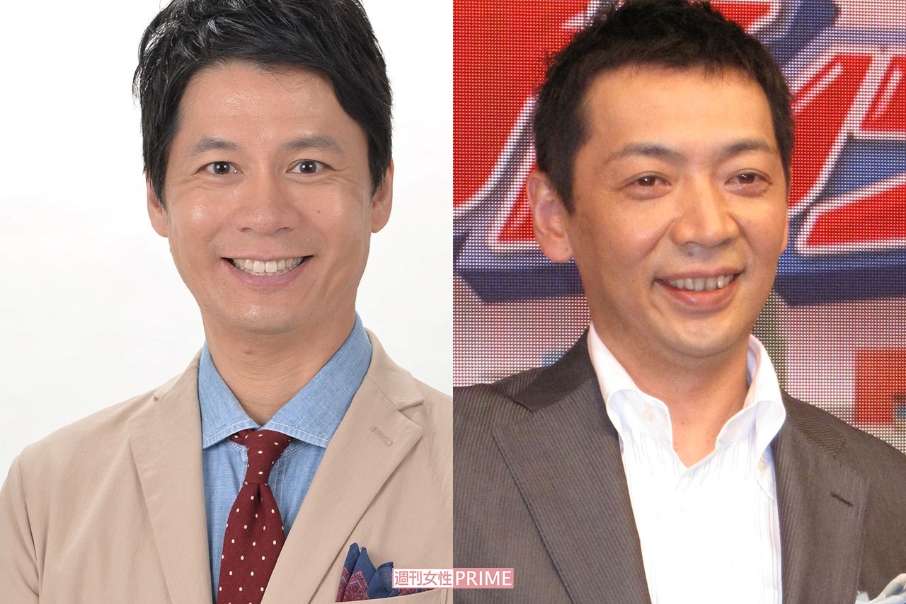 石井亮次アナウンサー（左、ゴゴスマ公式ツイッターより）と宮根誠司アナウンサー（右）