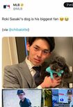 愛犬の“ラム”を抱っこするロッテ時代の佐々木朗希(MLB公式Xより)