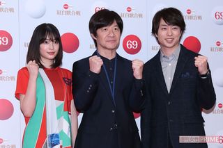 今年の紅白司会は（左から）広瀬すず、内村光良、櫻井翔