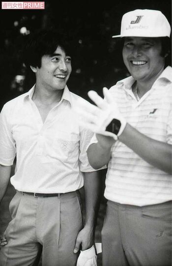 1987年、神田正輝（左）と“ジャンボ尾崎”こと尾崎将司さん