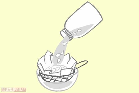 （3）濾したものをびんに入れて保存　イラスト／ふるやますみ