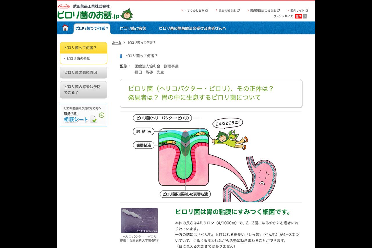 ピロリ菌の正体（武田薬品工業「ピロリ菌のお話.jp」より）