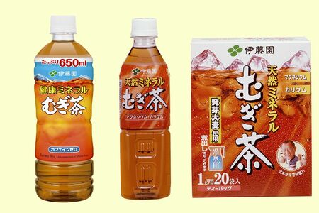 『健康ミネラルむぎ茶』650ml/162円。赤ちゃん向けの『はじめての健康ミネラルむぎ茶』も販売中