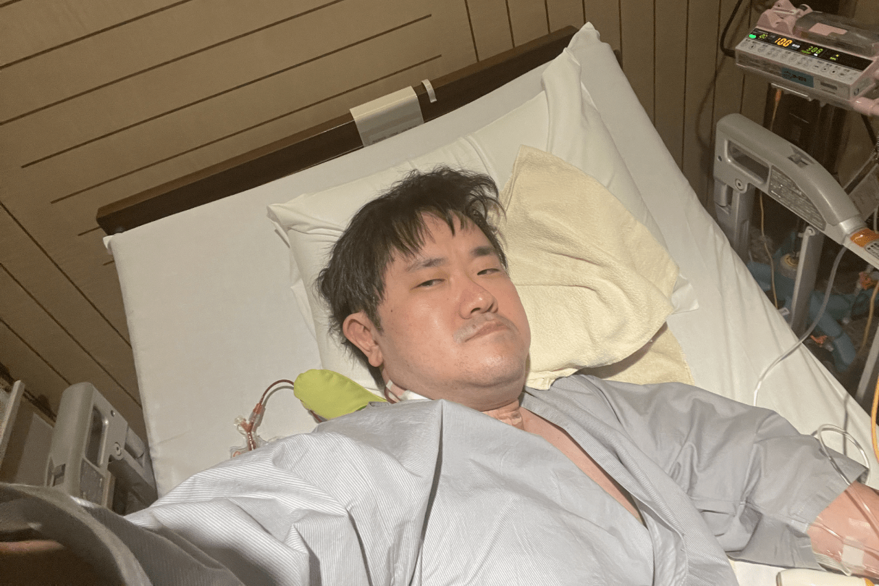 術後、点滴を受けている廣橋先生