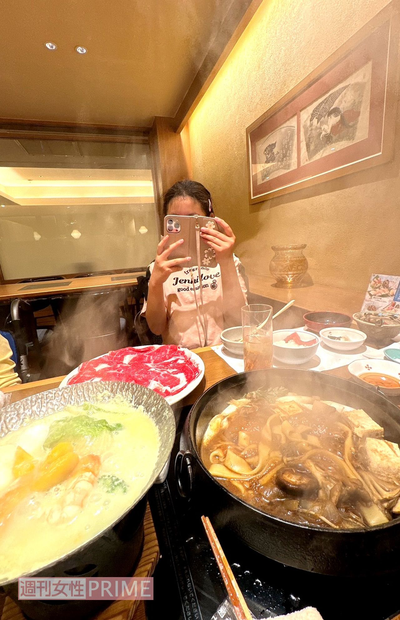 大好きなすき焼きを、みんなで楽しくいただきました　撮影／加藤綾菜