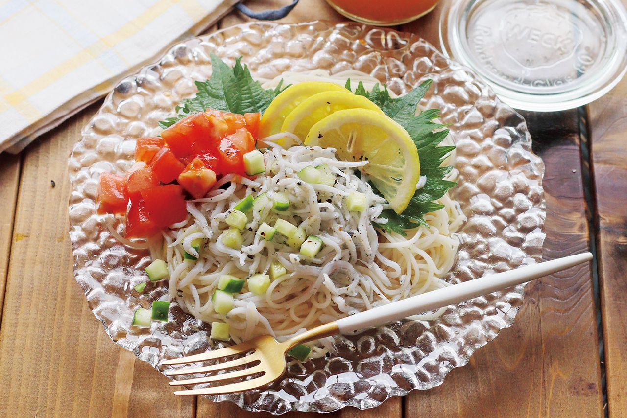 しらすとトマトのレモンそうめん
