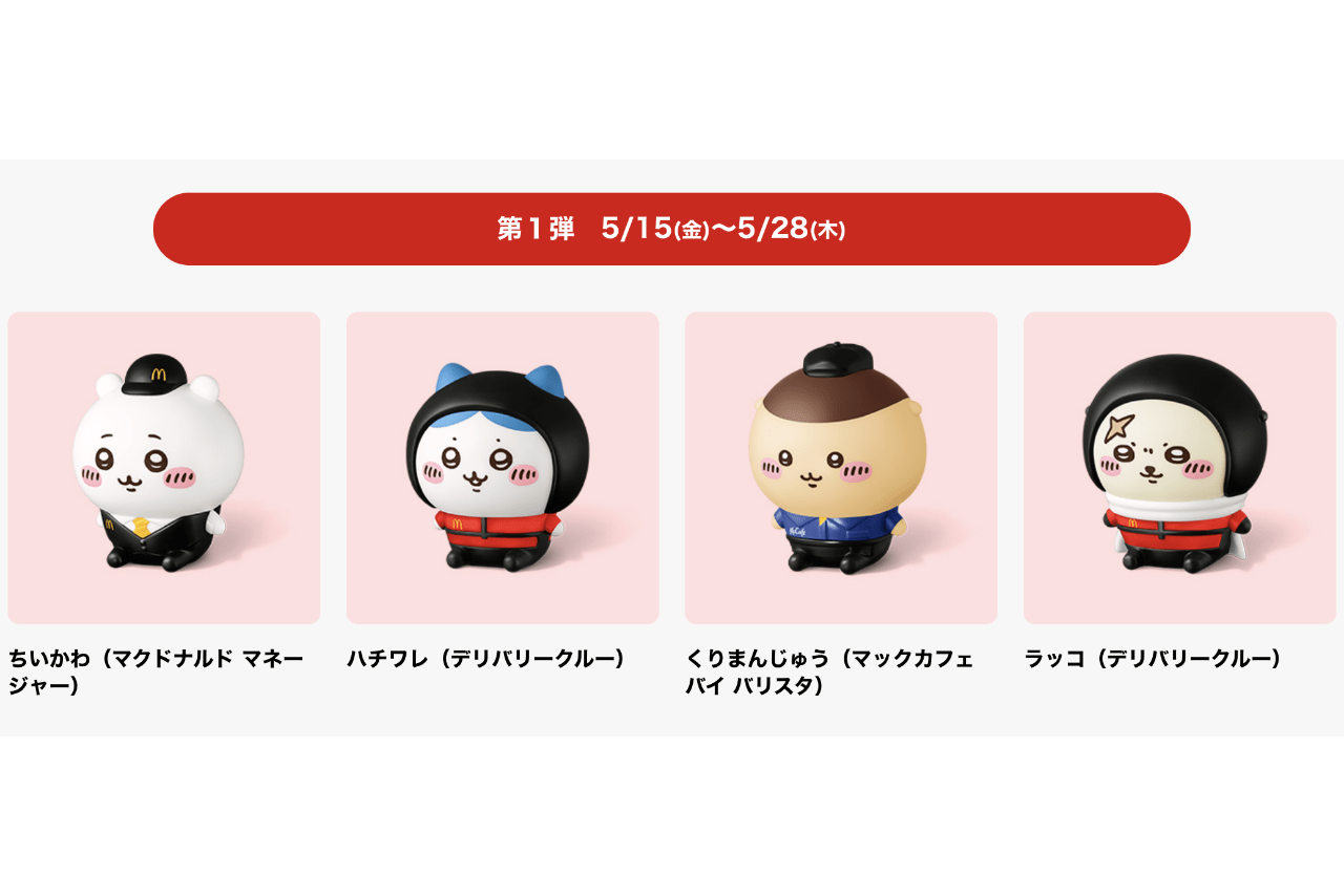 ハッピーセット「ちいかわ」第1弾（マクドナルド公式サイトより）