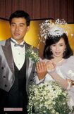 1986年11月、明子夫人と結婚披露宴を挙げた原辰徳監督
