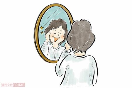 おしゃれコーデPOINT：秋の流行色とも合う「白」がアラフィフからのお守りカラー　イラスト／Aspan