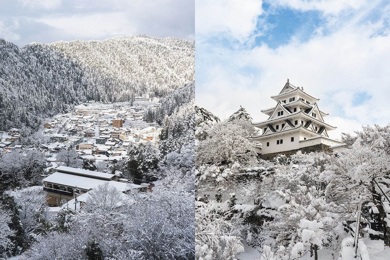 町の規模も歩いて巡りやすく、雪をまとった城下町をゆっくり楽しめる