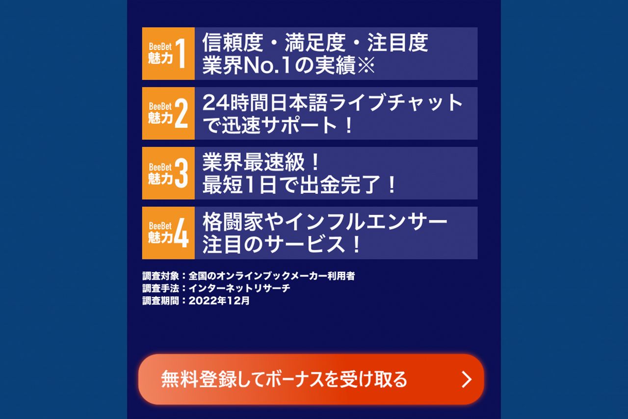 オンラインカジノサービス『Beebet』公式サイトより