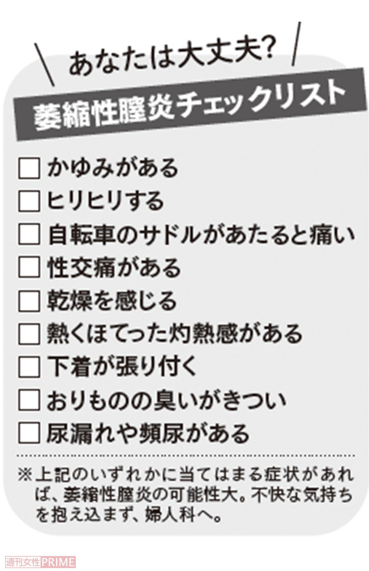 萎縮性膣炎チェックリスト