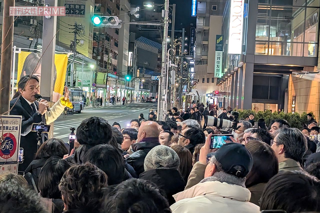 東京・三軒茶屋駅前で応援演説を行う国民民主党の榛葉賀津也幹事長　撮影／編集部