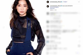 フランス創刊のファッション誌『marie claire』の撮影ショットを公開した杏（インスタグラムより）
