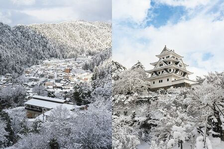 町の規模も歩いて巡りやすく、雪をまとった城下町をゆっくり楽しめる