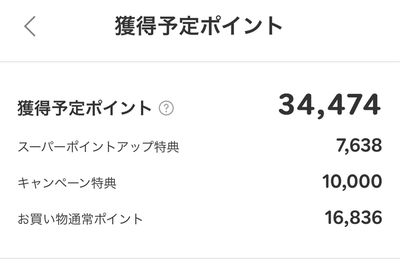 1か月のみで34474ポイント！