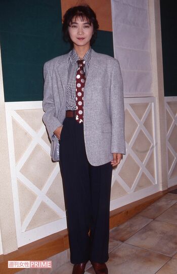 『十年愛』制作発表に参加する田中美佐子（1992年9月）